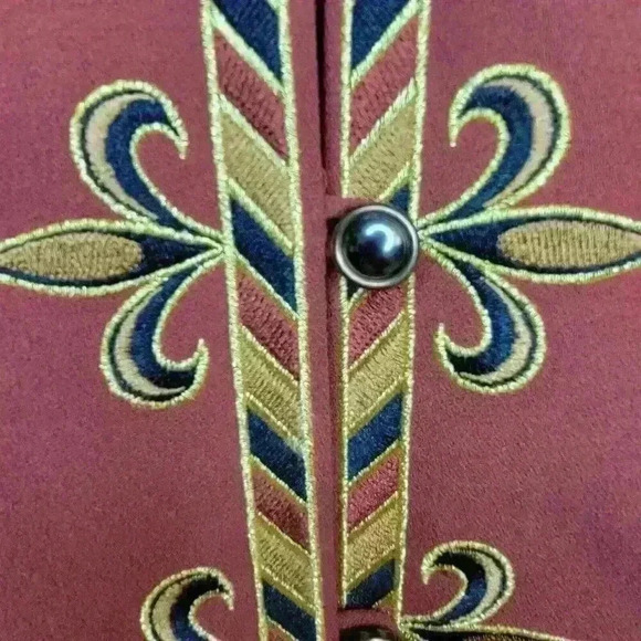 Bob Mackie Wearable Art Blazer Jacket Womens L Embroidered Damask Terricotta - Picture 4 of 16